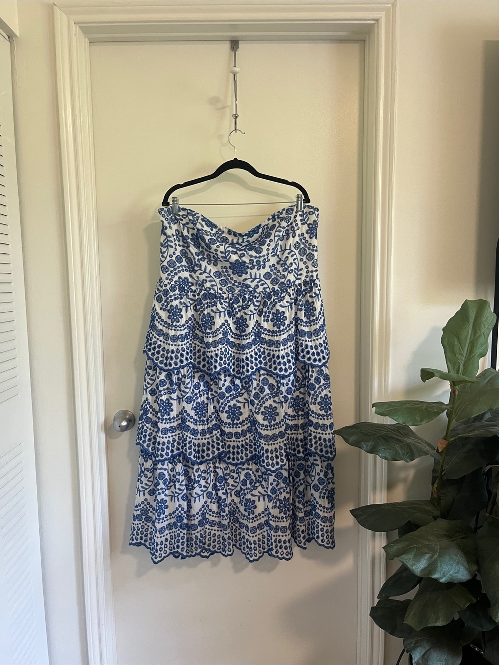 ARULA Blue and White Tiered Dress